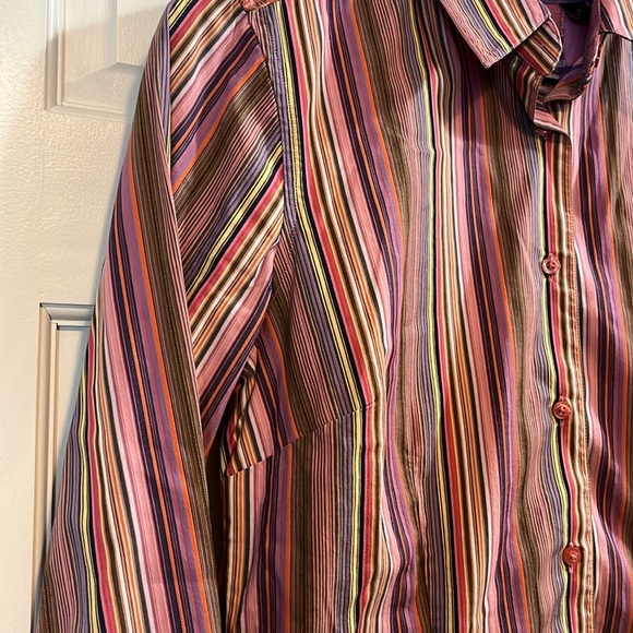 Robert Graham Colorful Stripes Button Down Blouse - Size Medium - Picture 3 of 11